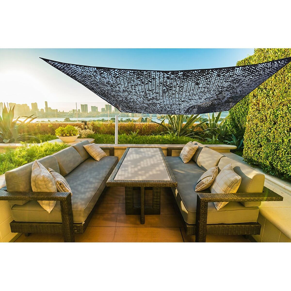 Rectangular Shade Sail Faura Black 3 x 4 m Reversible Camouflage-0