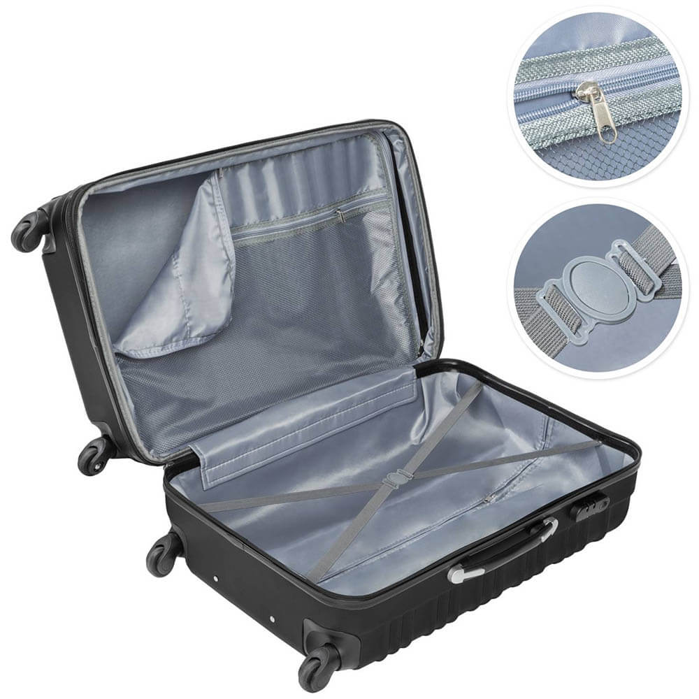 Set de 4 trolere cabina, 4 culori-negru