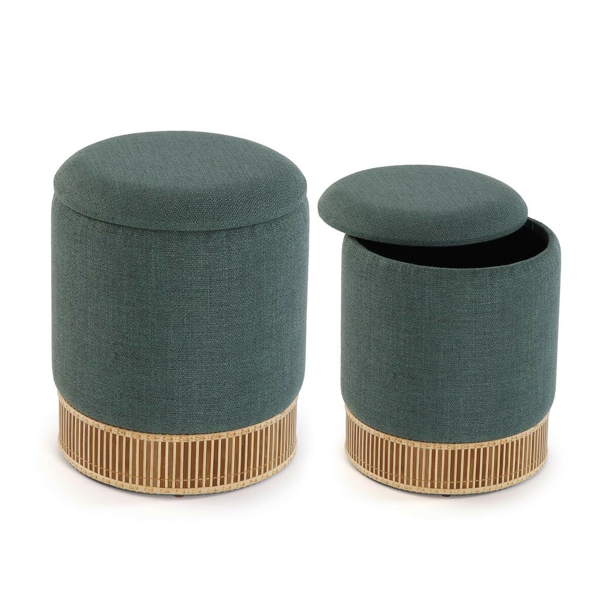 Detachable Pouffe Versa Green Bamboo MDF Wood-0
