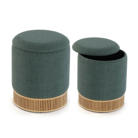 Detachable Pouffe Versa Green Bamboo MDF Wood-0