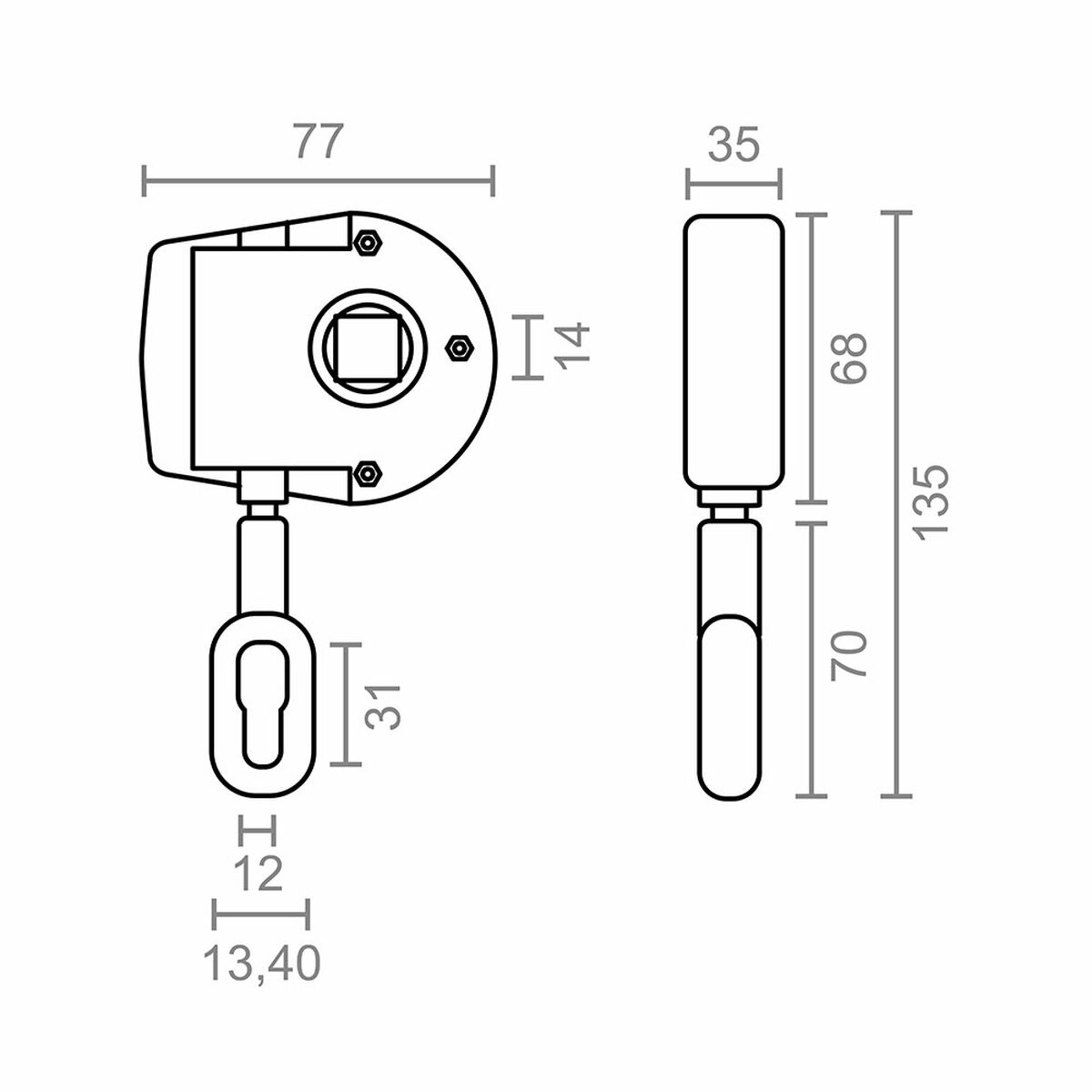 Mechanism for roll-out awning Micel TLD05 White 7,7 x 3,5 x 13,5 cm Manual 1:7-1
