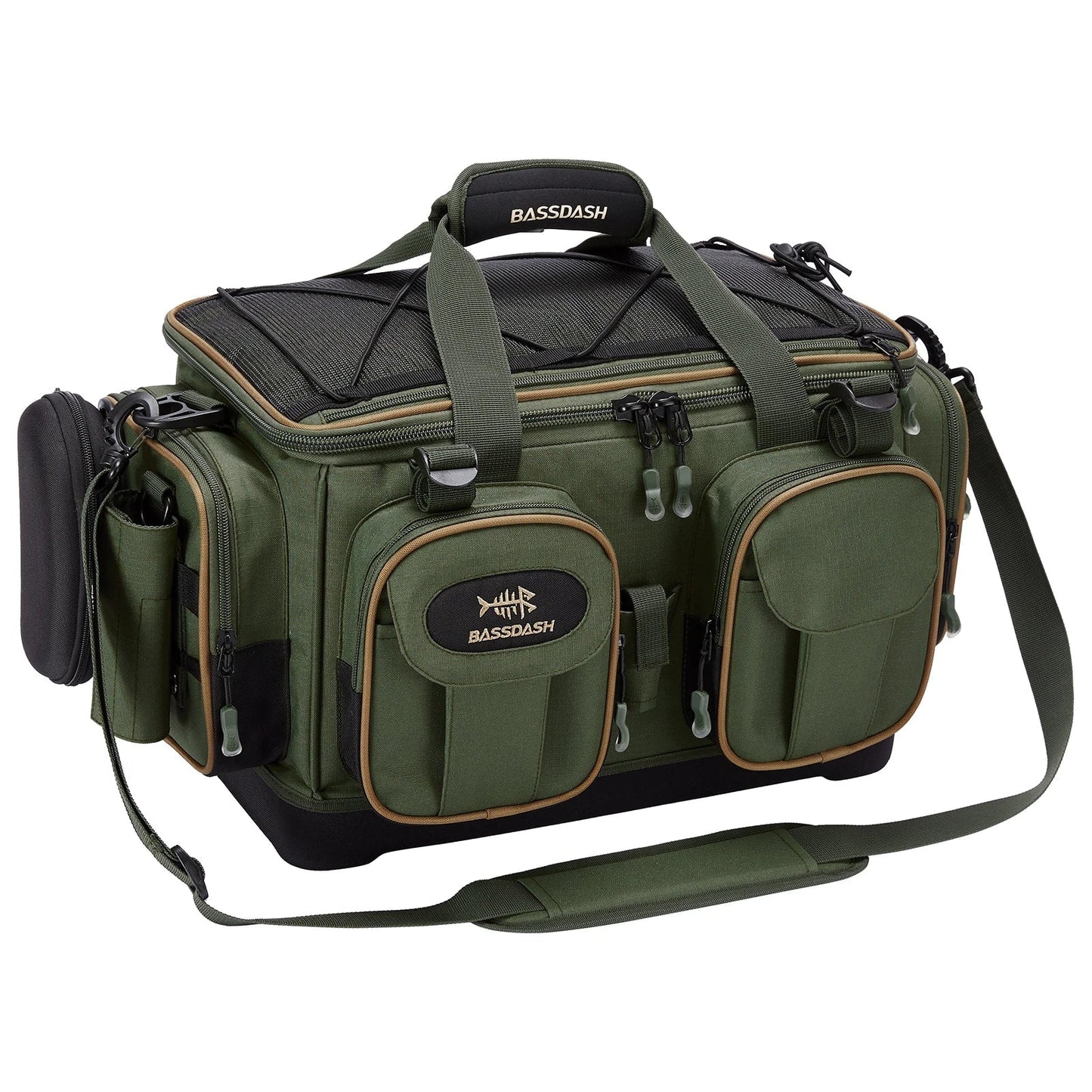 Fishing Tackle Shoulder Bag with Rain Cover Army Green-0