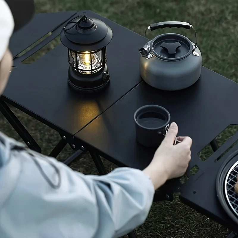 Folding Camping Table with Carry Handle Tripod Base Black-1