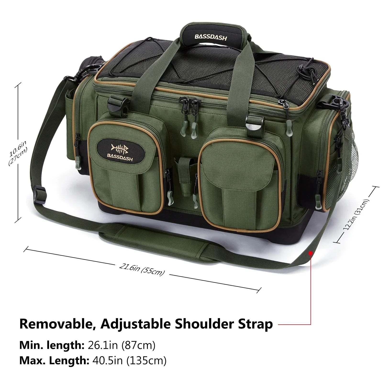 Fishing Tackle Shoulder Bag with Rain Cover Army Green-2