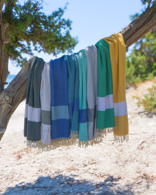 ZAYA Hammam Towel, Beach Towel, Pestemal - White / Black