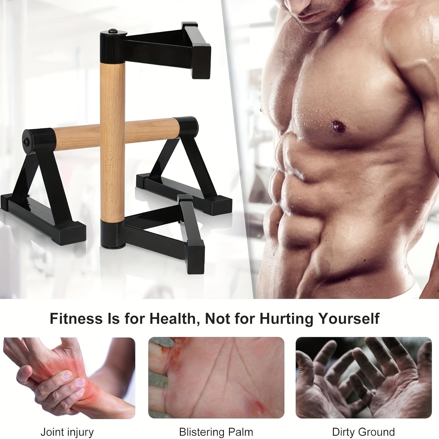 Wooden Push-Up Bars Handstand Calisthenics Bars